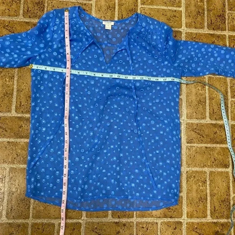J. Crew Blue Polka Dot Sheer Blouse - Picture 10 of 10